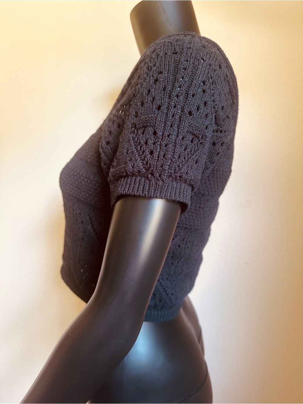 Freshman 1996 Black Pointelle Knit Square-Neck Crop Top - Picture 5 of 11